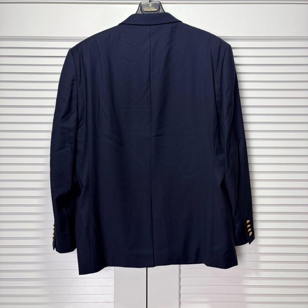 Lauren Ralph Lauren Mens Navy Blue 100% Wool Blazer Gold Crest Buttons 48R - Picture 2 of 8